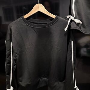 Chic Black Women's Shorts Skorts Set with White Accents